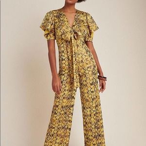 Anthropologie Current Air Snake Print Jumpsuit